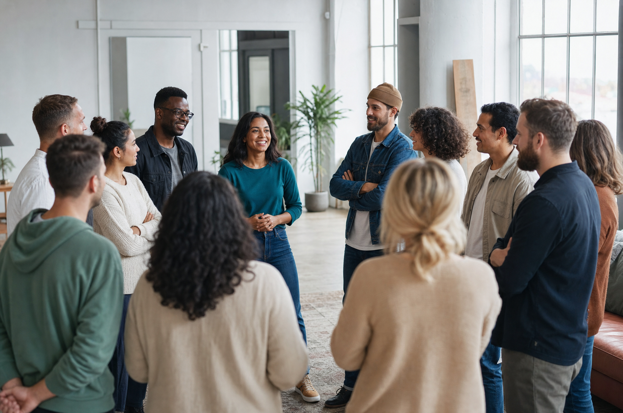 A diverse church community gathered together